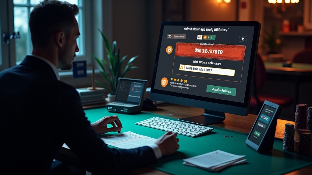 Payment error screen with withdrawal warning icons in a dark casino setting